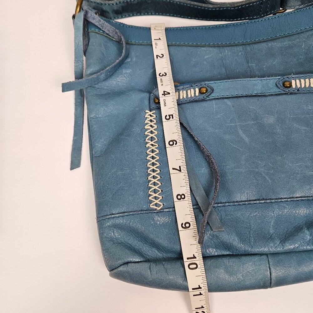 Lucky Brand Boho Blue Leather Crossbody Bag - Picture 6 of 16